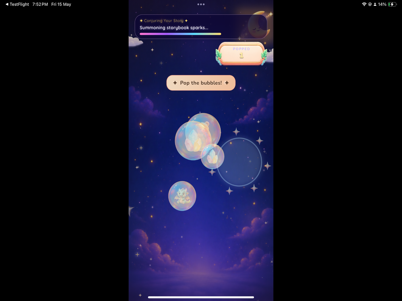 Planet Of Tales mini game bubbles screen