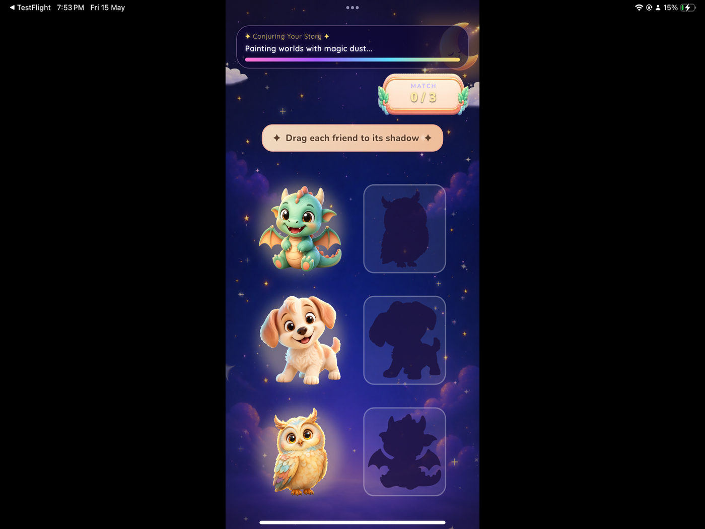 Match the shadows mini game screenshot